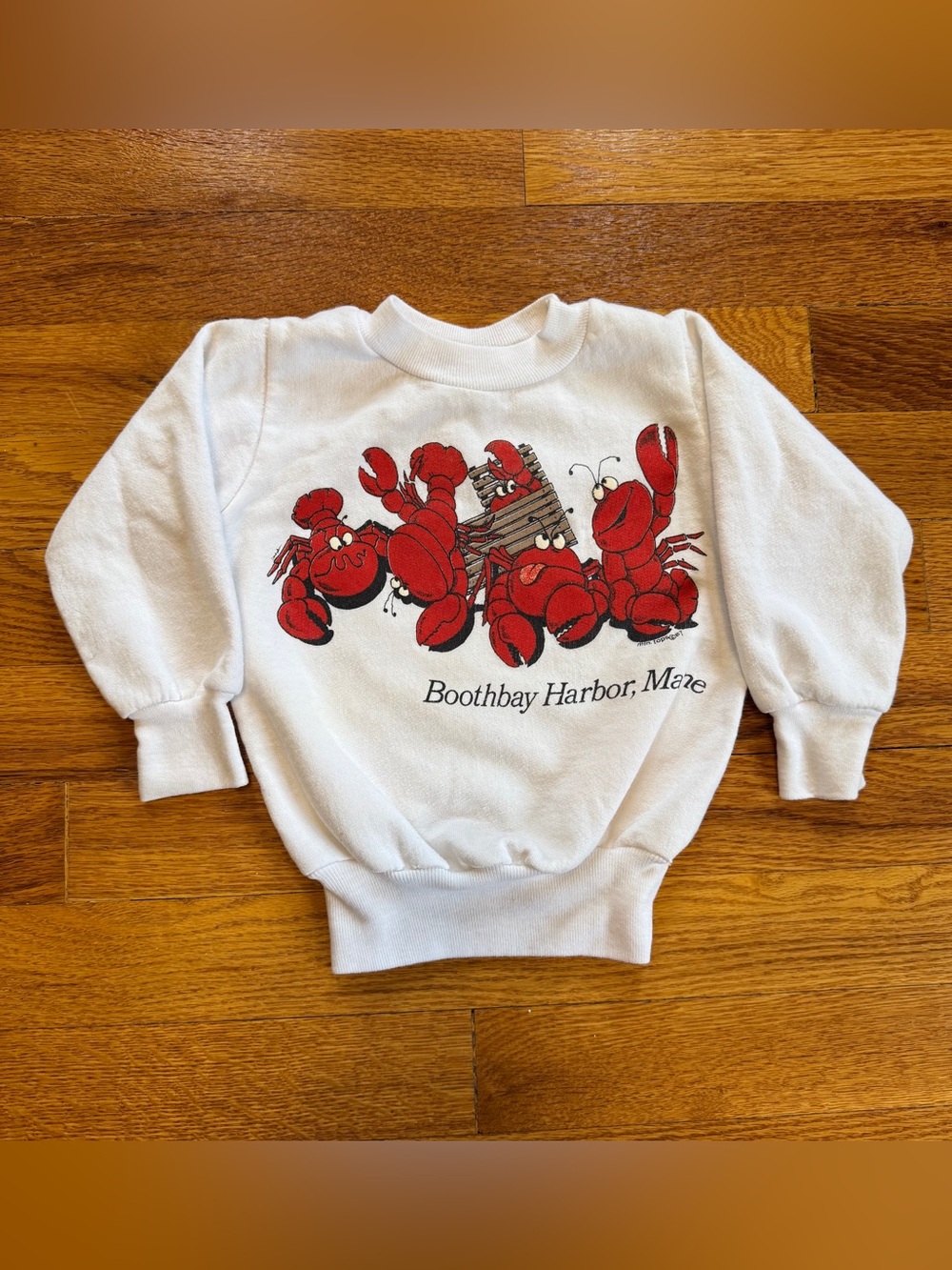 Boothbay Harbor Maine Lobster Vintage 80s Toddler 2 Kids Retro Sweatshirt